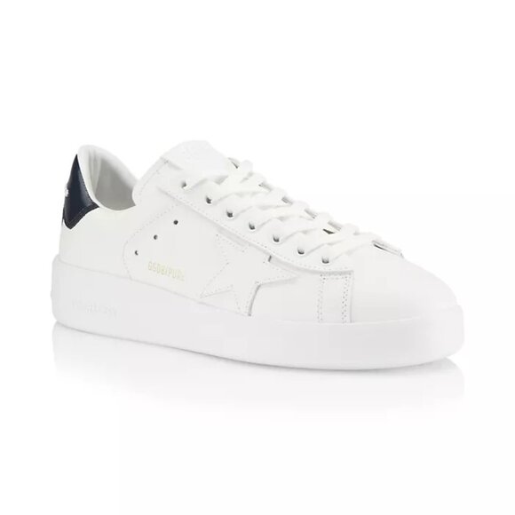 NEW Golden Goose Purestar Leather Sneakers - White/Blue - IT 43/ US 10 - Picture 2 of 5